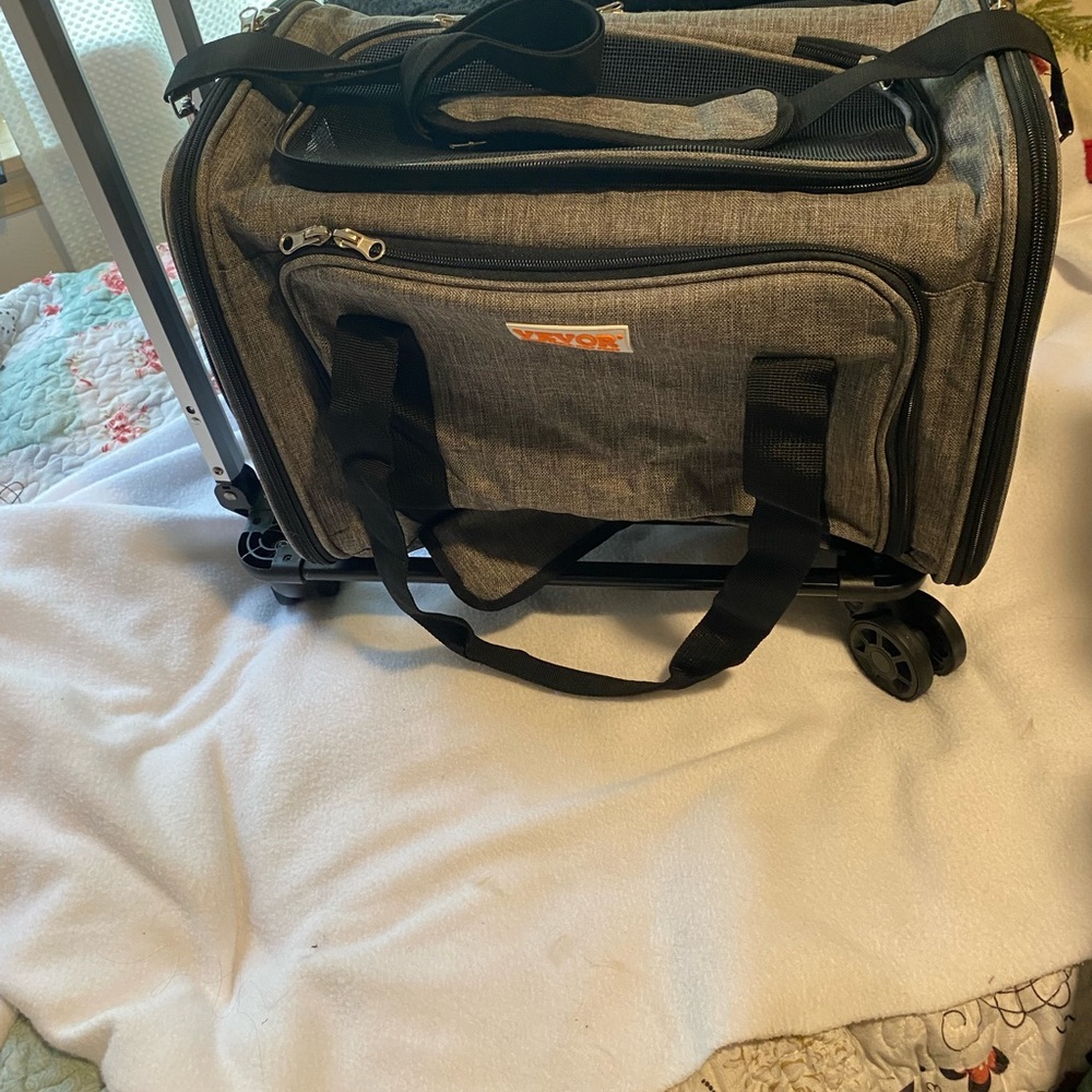 Rolling Pet Carrier - Black and Gray